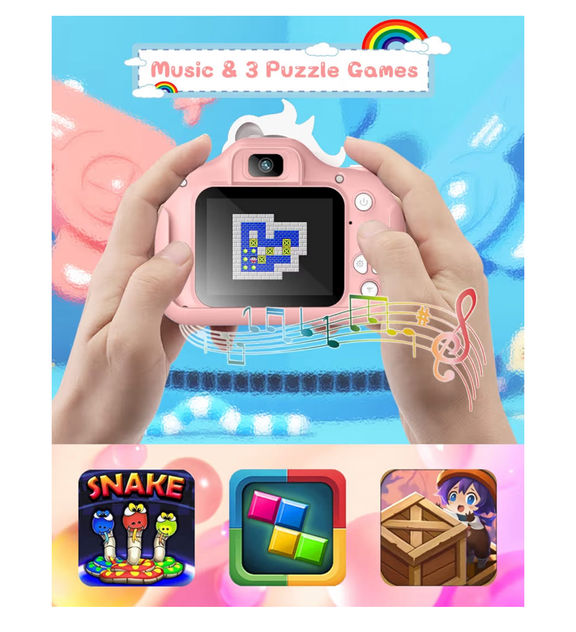 Kids Selfie Camera 20 MP HD 1080P IPS Screen Dual Digital Toy w/ 32Gb Card - (White/Pink)