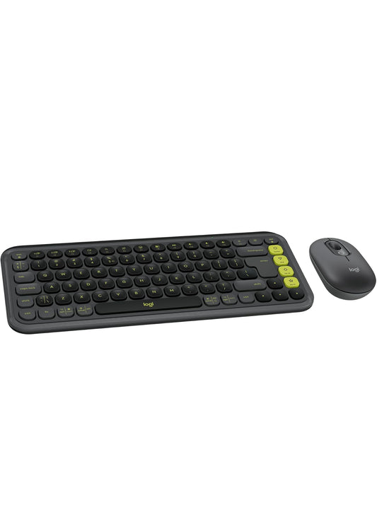 Logitech POP ICON Combo, Bluetooth-sleutelbord-en-muiskombo, Gemaklike Tik, programmeerbare Sleutels en Knoppies, Stil kliek, Maklike Wissel na tot 3 Toestelle – Grafiet en Lemmetjie