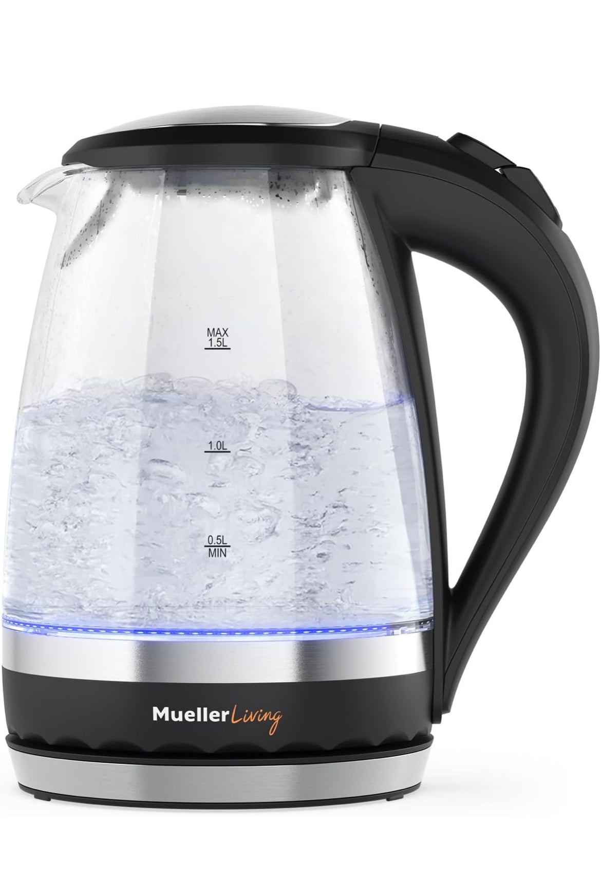 Glas Ketel 1.5L 1500W LED Lig Elektriese Teeketel Outomatiese Afskakeling met SpeedBoil Tegnologie en Droogkookbeskerming