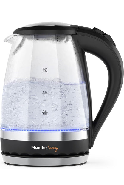Glas Ketel 1.5L 1500W LED Lig Elektriese Teeketel Outomatiese Afskakeling met SpeedBoil Tegnologie en Droogkookbeskerming