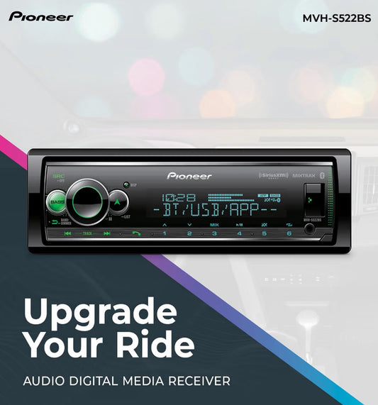Pioneer 1-Din Car Stereo with Bluetooth, USB, AM/FM Radio Digital Media Receiver, SiriusXM, Color Change, 50W x 4 Output, 13-Band EQ, iPhone/Android Compatible, Hi-Volt RCA Preouts