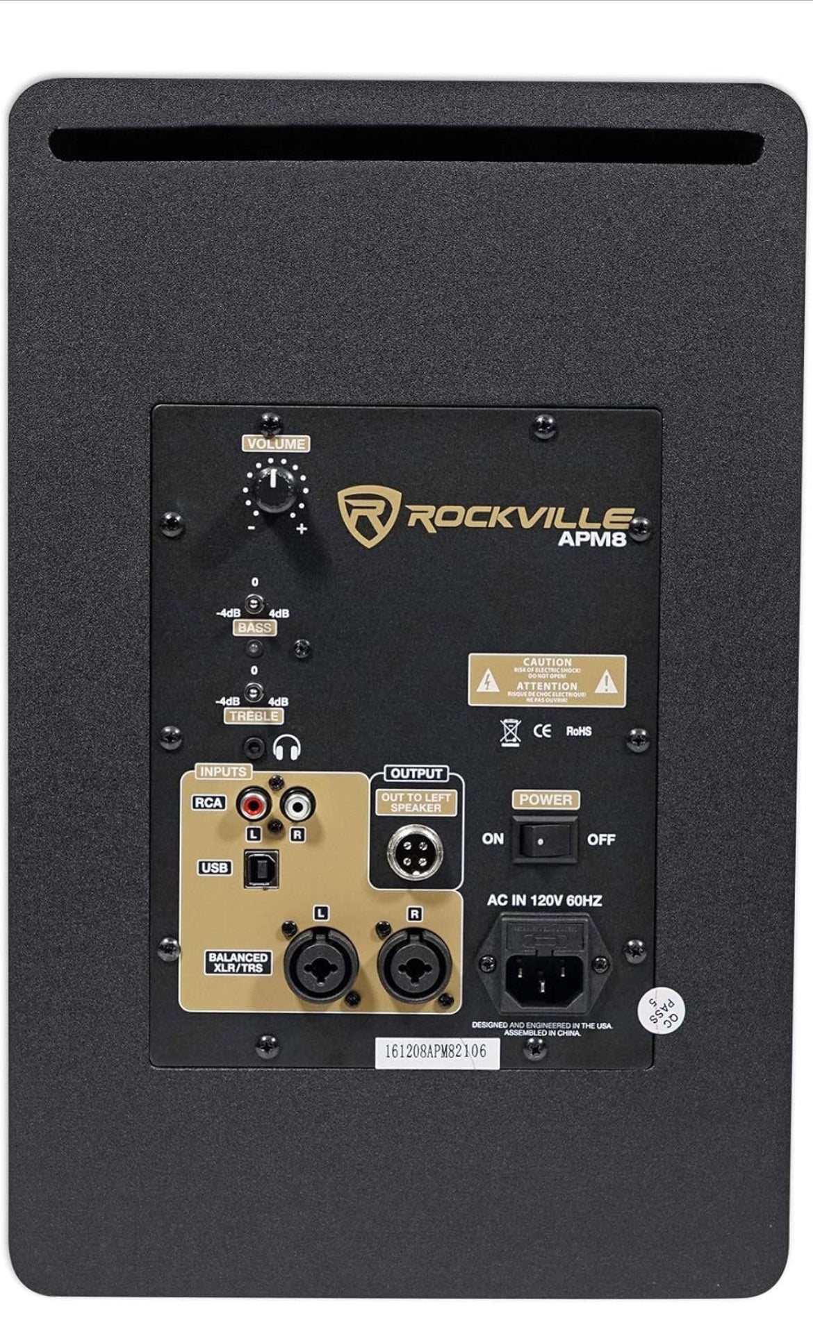 Rockville Pair APM8B 8" 2-Way 500 Watt Powered USB Studio Monitor Speakers+Pads