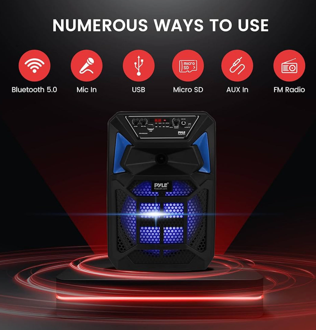 Draagbare Bluetooth PA Luidsprekerstelsel – 400W Draagbare Bluetooth Buitelewe Luidspreker PA Stelsel met Mikrofooninvoer, Partytjieligte, MP3/USB SD Kaartleser, FM Radio, Rolwiele – Mik, Afstandsbeheer – PPHP82SM