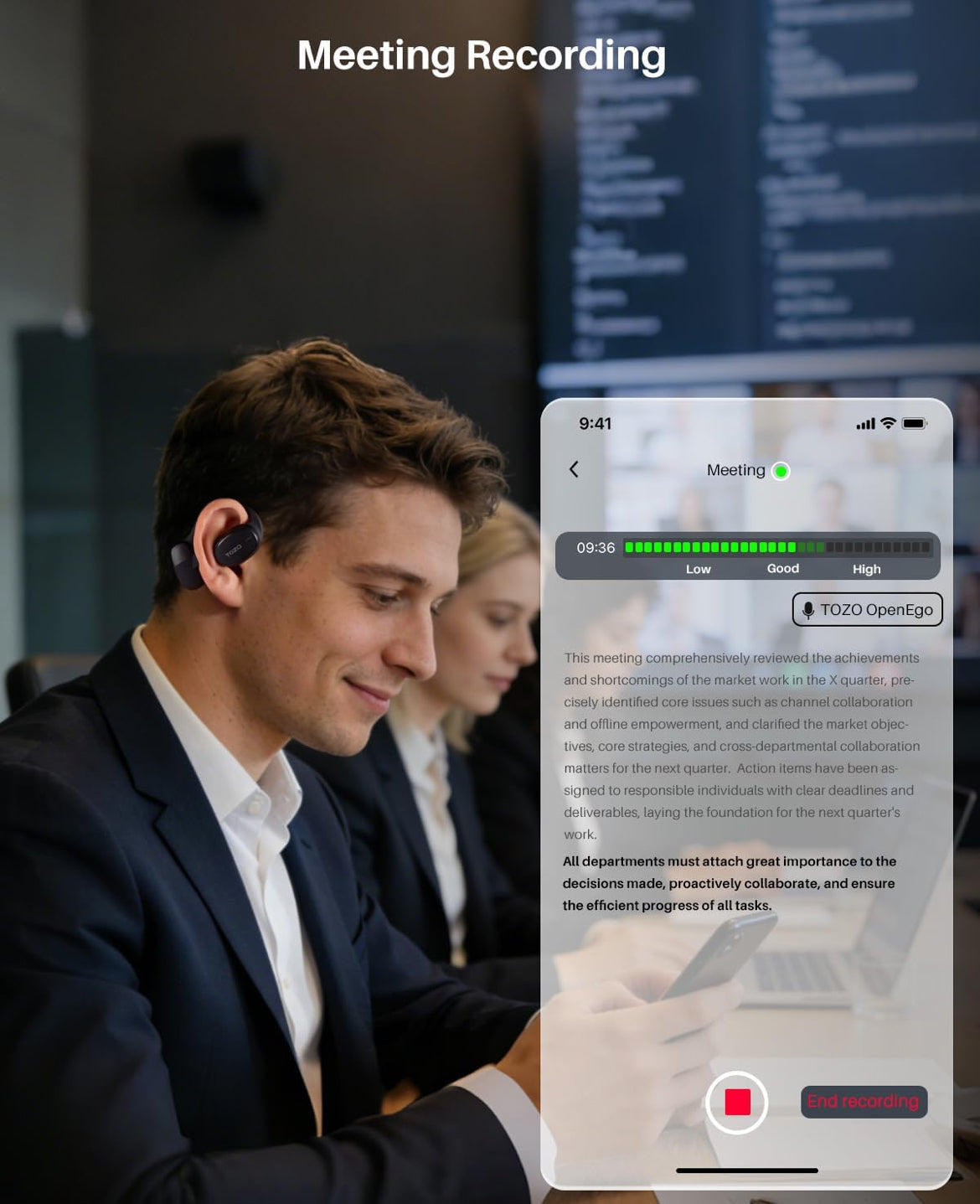 Open Ear Earbuds Bluetooth, AI Translation w/ Real-Time 100+ Languages Translation - Black