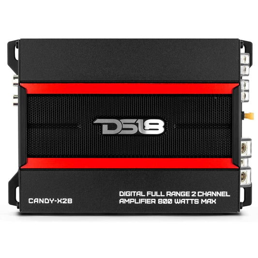 DS18 CANDY-X2B Compact Full-Range Class D 2-Channel Car Amplifier 800 Watts