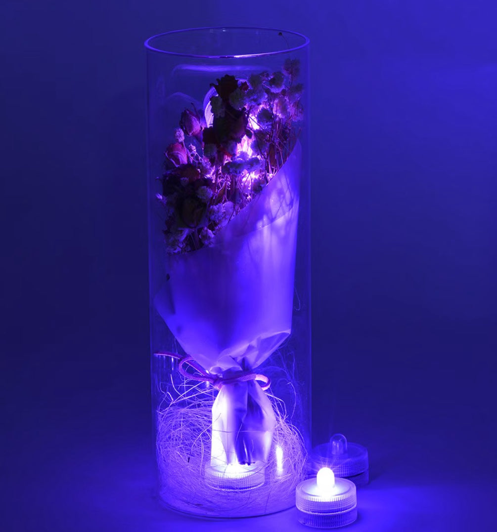 KITOSUN Submersible LED Lights cr2032 Battery Powered Underwater Waterproof LED Tea Light Candles for Events Wedding Centerpieces Vase Floral Xmas Holidays Home Decor Lighting(Pack of 12) (Purple)