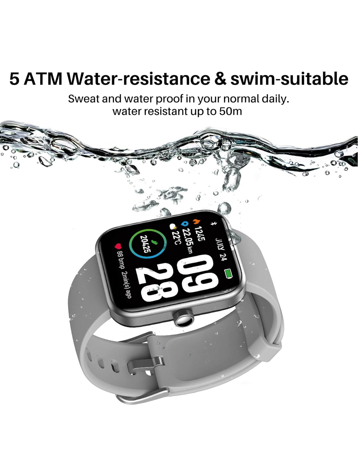 S2 44mm Smart Watch Alexa Built-in Fitness Tracker w/ Heart Rate and Blood Oxygen Monitor, Waterproof HD Touchscreen - Space Gray