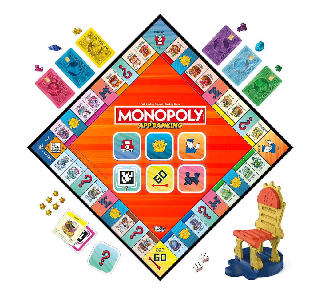 Monopoly App Enabled Banking Board Game, Links to Smart Devices | Ages 8+ | 2 to 6 Players | 45 Mins. | Family Games for Kids