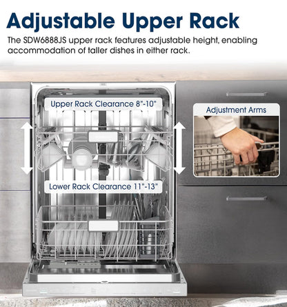 Sharp SDW6888JS 42 dBA Stainless Fully Integrated Built-in Smart Dishwasher