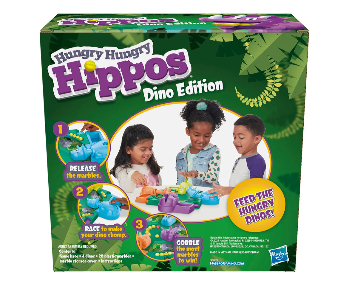Hasbro Gaming Hungry Hungry Hippos Dino Edition Board Game - Pre-School Game for Ages 4 and Up