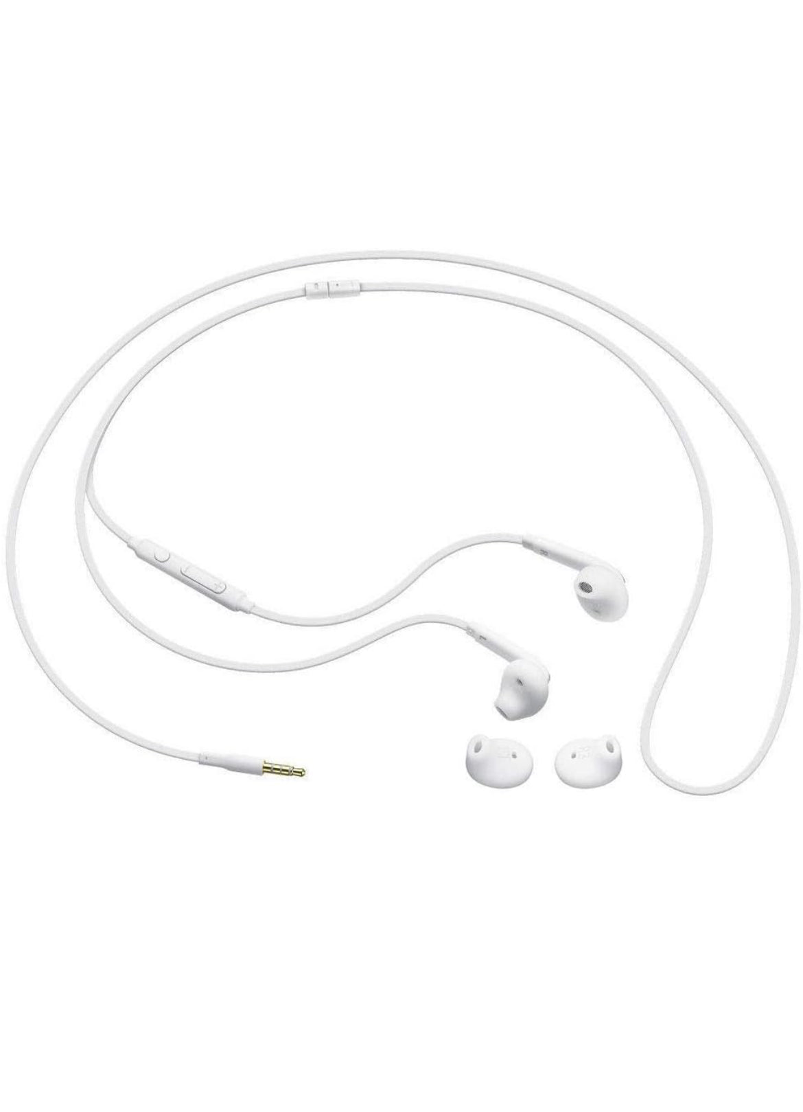 SAMSUNG Bedrade Oorfone Oorspronklike 3.5mm in-Oor-koptelefoon Galaxy Mikrofoon & Volume-afstandsbediening - Sluit Swart Fluweel Drasak in - Wit