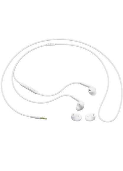 SAMSUNG Bedrade Oorfone Oorspronklike 3.5mm in-Oor-koptelefoon Galaxy Mikrofoon & Volume-afstandsbediening - Sluit Swart Fluweel Drasak in - Wit