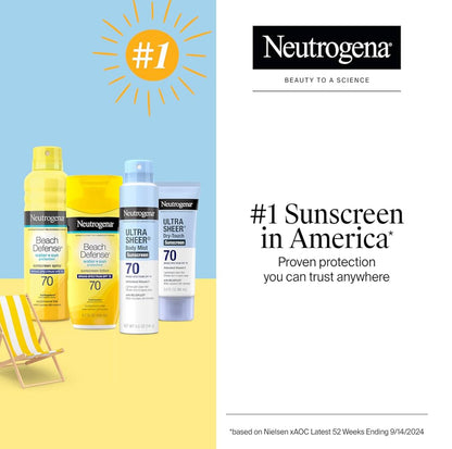Neutrogena Ultra Sheer Sonskermroom SPF 70 Waterbestand Olielose (3 Fl Oz Pakkie van 2)