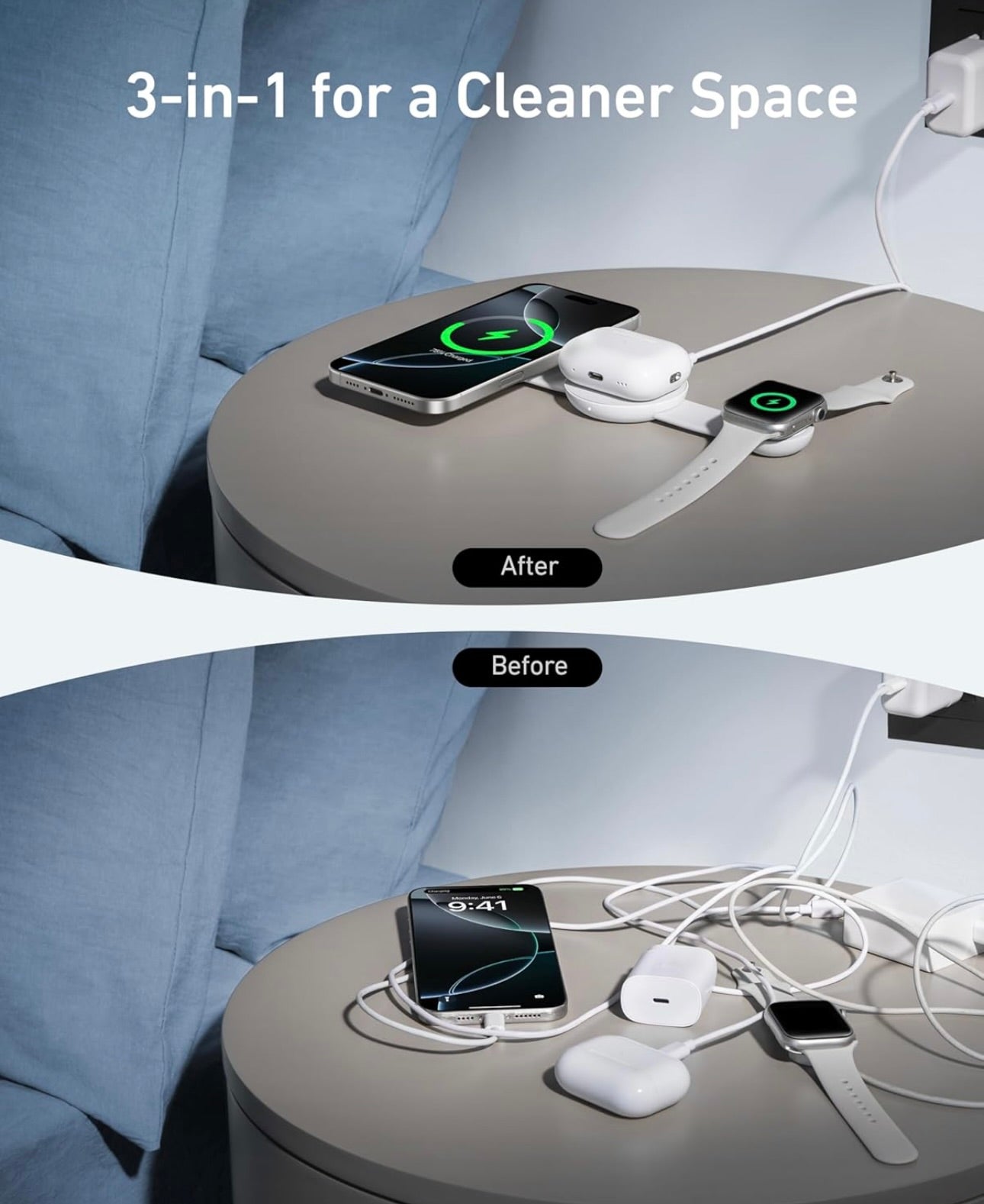Anker MagSafe Compatible MagGo UFO 3-in-1 Charger, iPhone 16 Wireless Charging - (Not a Power Bank)