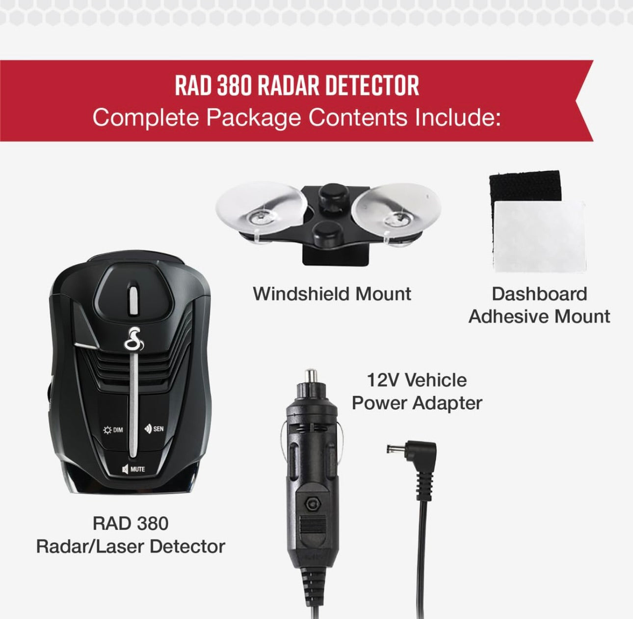 Cobra RAD 380 Laser Radardetektor – Langafstandbespeuring, LaserOog Voor- en Agterbespeuring, IVT-filtrering, Verstelbare Sensitiwiteit, Digitale Seinverwerking, Swart