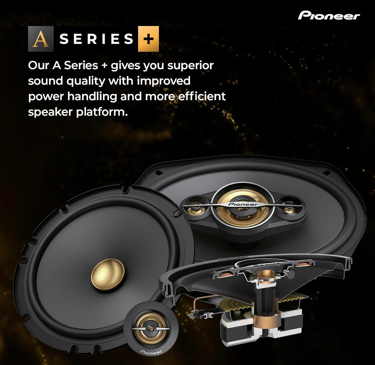 Pioneer TS-A6991F, 5-rigting koaksiale motoroudioluidsprekers, volle reeks, duidelike klankgehalte, maklike installasie en verbeterde basrespons, diep mandjie 6” x 9” ovaal luidsprekers