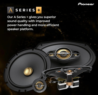 Pioneer TS-A6991F, 5-rigting koaksiale motoroudioluidsprekers, volle reeks, duidelike klankgehalte, maklike installasie en verbeterde basrespons, diep mandjie 6” x 9” ovaal luidsprekers
