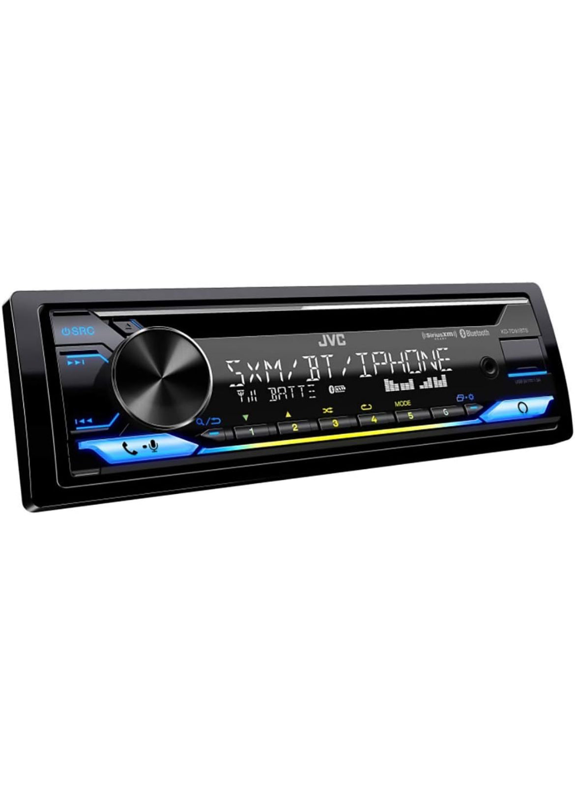 JVC KD-TD91BTS Bluetooth Motorradio-Ontvanger met USB-poort – 2-reël LCD-skerm, AM/FM Radio – CD- en MP3-speler - Amazon Alexa Geaktiveer – Enkel DIN - 13-Band EQ (Swart)