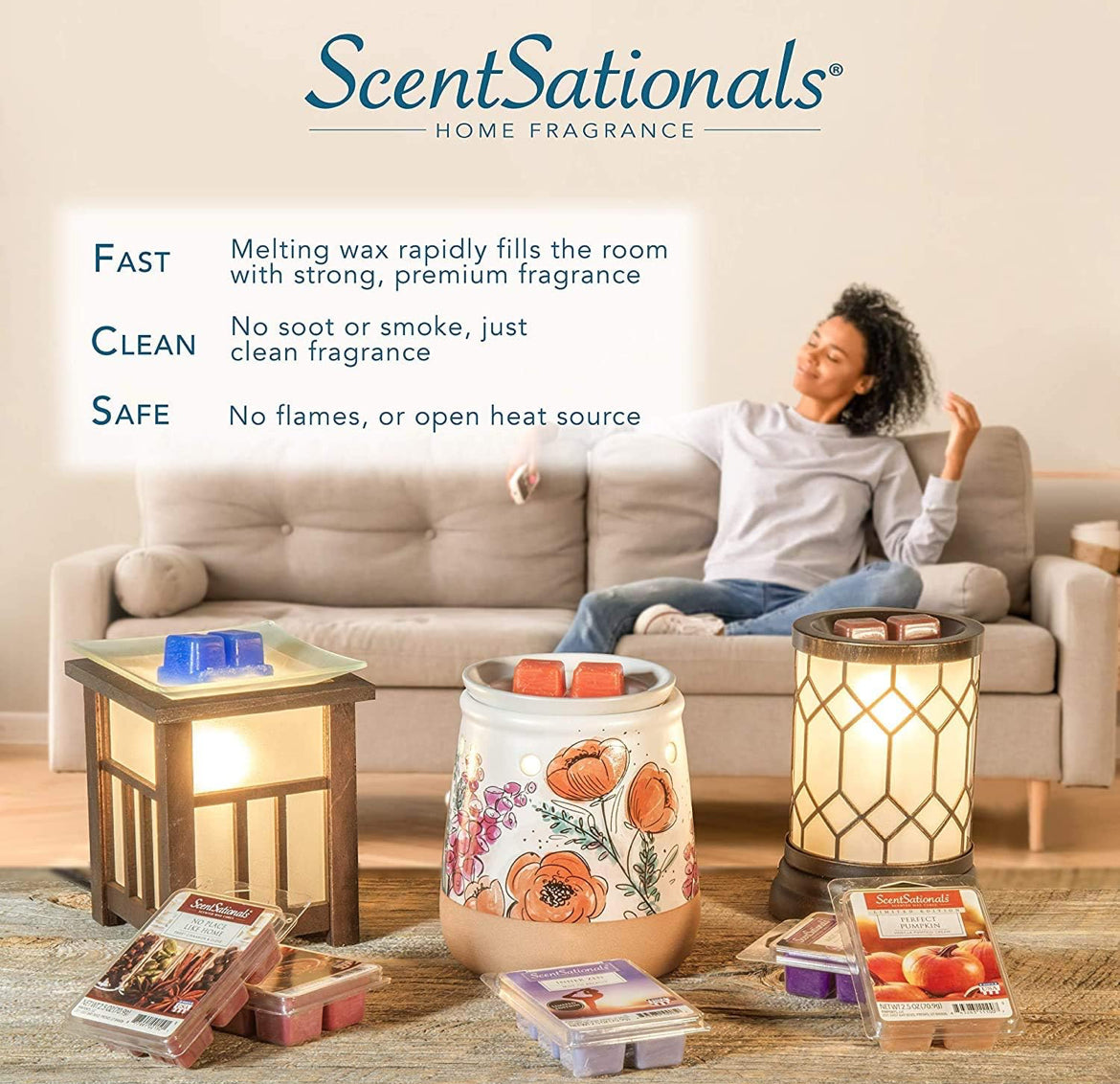 Scentsationals Accent Wax Warmer - Scented Wax Cube Melter - Electric Fragrance Plugin (Kiki Charcoal)