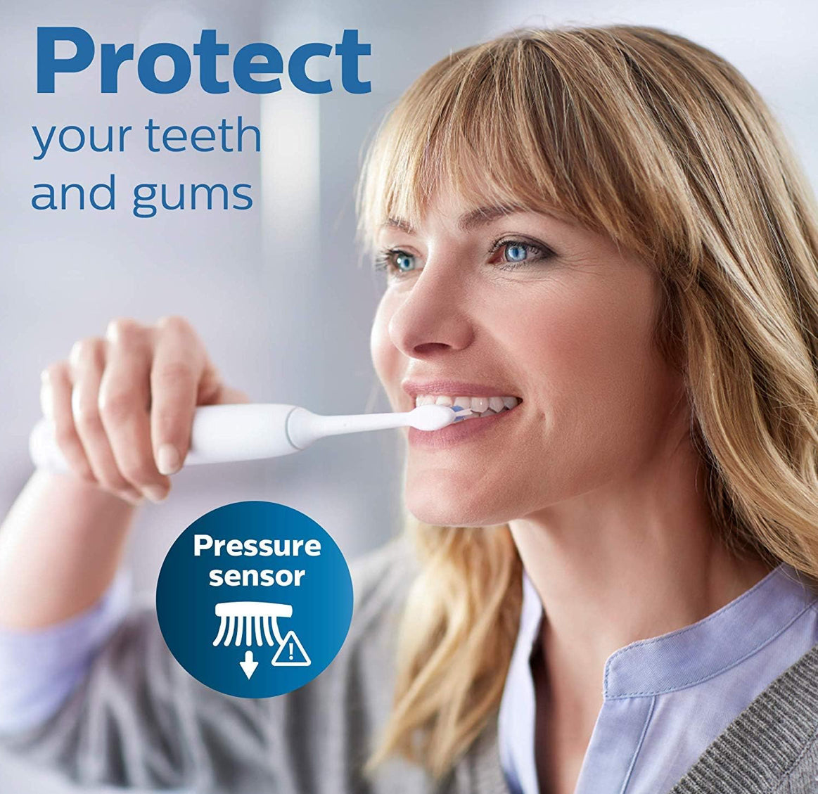 Brosse à dents électrique rechargeable Philips Sonicare ProtectiveClean 6500, avec capteur de pression, 3 modes de nettoyage, SmarTimer et QuadPacer, étui de voyage de charge – Bleu marine, HX6462/07