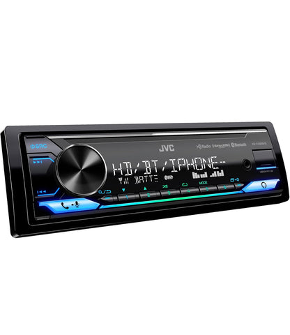 JVC KD-X480BHS Multimedia Motorradio, Enkel DIN, Ingeboude Amazon Alexa, Bluetooth Oudio en Hands-vrye Oproepe, MP3, USB, AUX-in, AM/FM Radio Ontvanger, SiriusXM Gereed, HD Radio