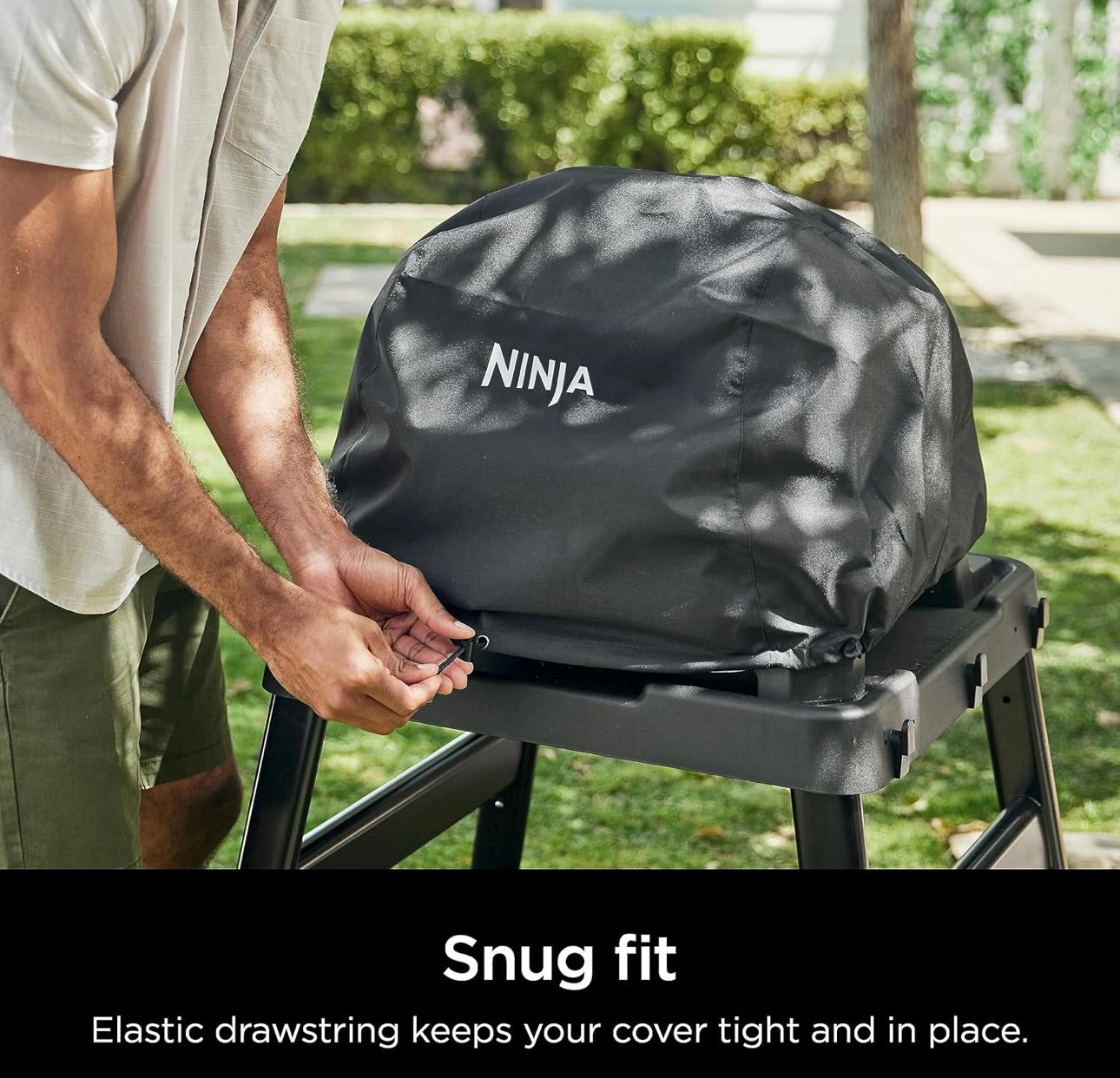 Ninja COVERXL Woodfire Premium Roosterafdop Pro, Versoenbaar met OG800- en OG900-reekse, UV- en Waterbestand, Elastiese trekkoord vir stywe pas, Liggewig, Helejaarbeskerming, 13'' x 24'', Swart