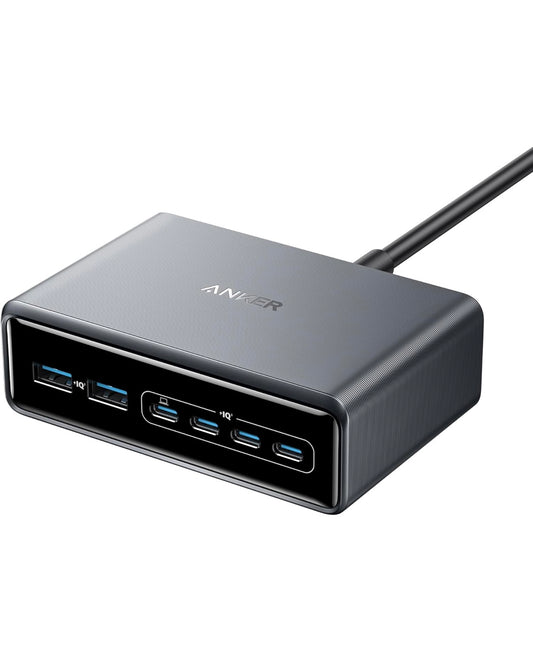 Anker Prime Charger, 200W 6-Port GaN Charging Station, USB-C PD Fast Charging Desktop - NEW