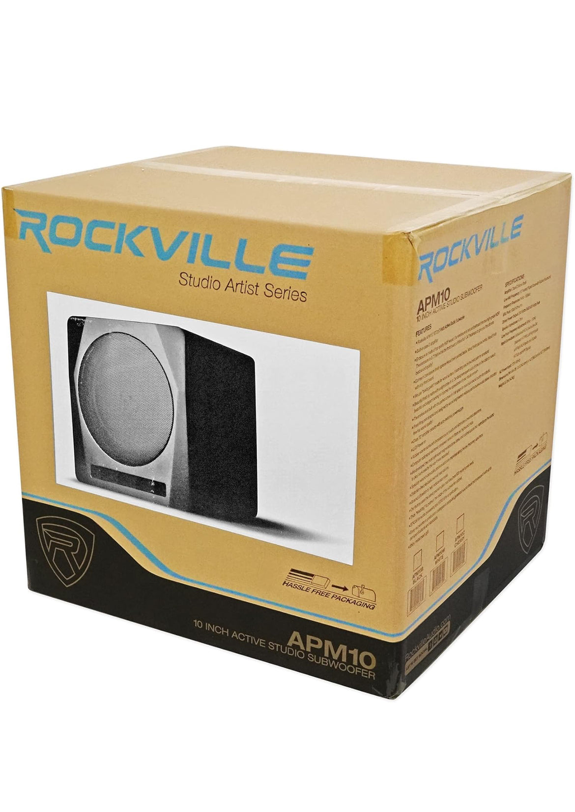 Rockville (2) APM8B 8" Powered Studio Monitors+Active 10" Subwoofer+Foam Pads