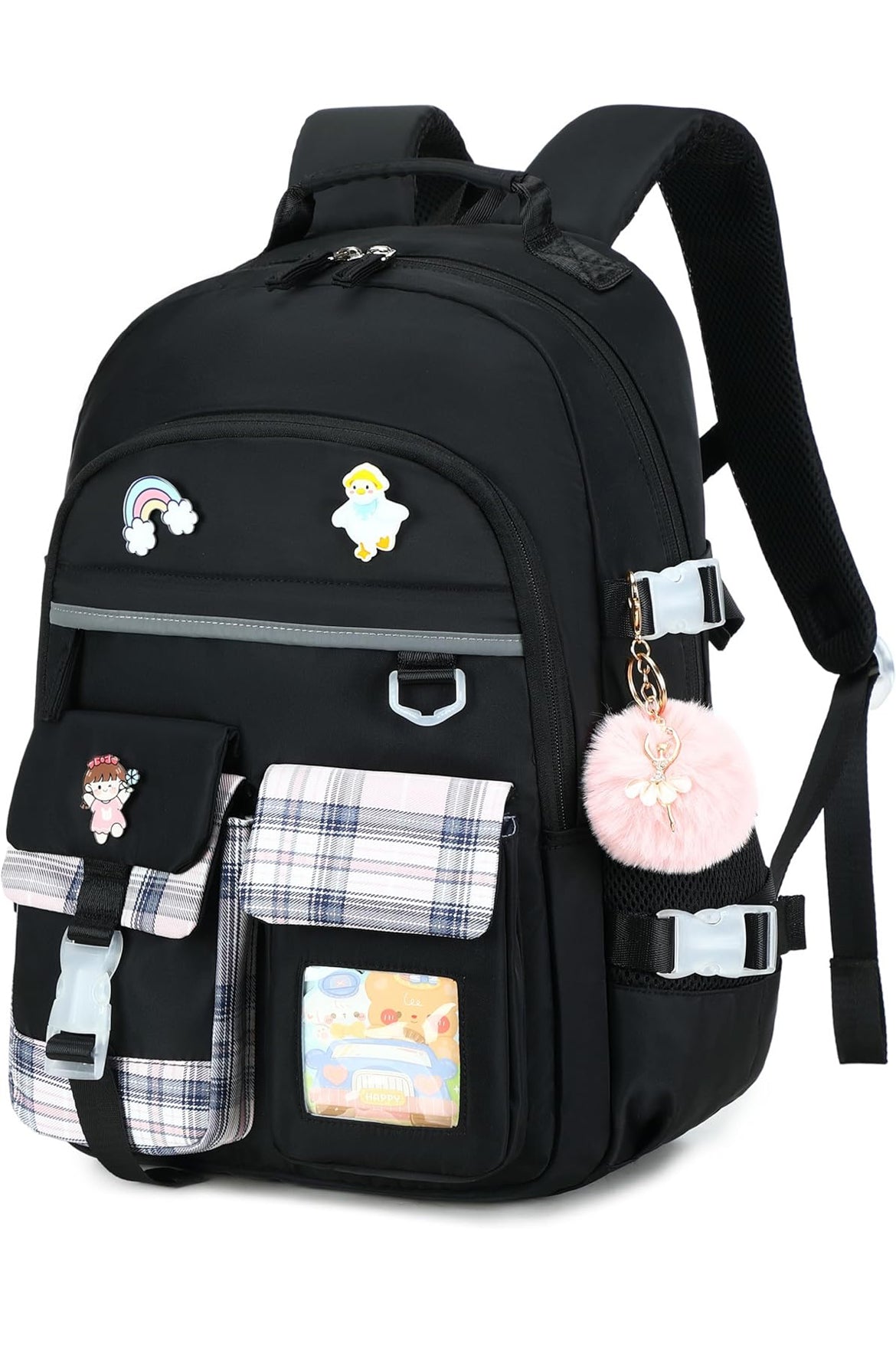 Backpack for Girls, 15.6 Inch Laptop School Bag Kids Kindergarten Elementary College Backpacks Large Bookbags for Teen Girl Women Students Casual Travel Daypacks (Black)