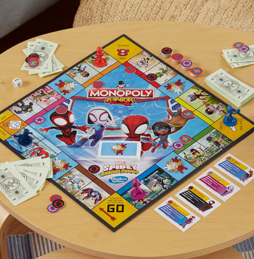 Monopoly Junior: Marvel Spidey and His Amazing Friends Edition Board Game w/ Artwork from The Animated Series