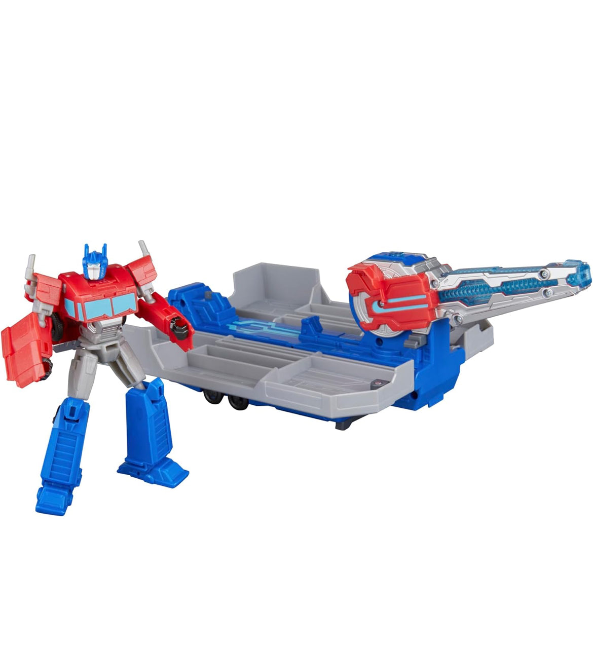 TRANSFORMERS EarthSpark Optimus Prime Battle Trailer Playset with Action Figure, Lights and Sounds, Electronic Truck Toys for Kids 6 and Up
