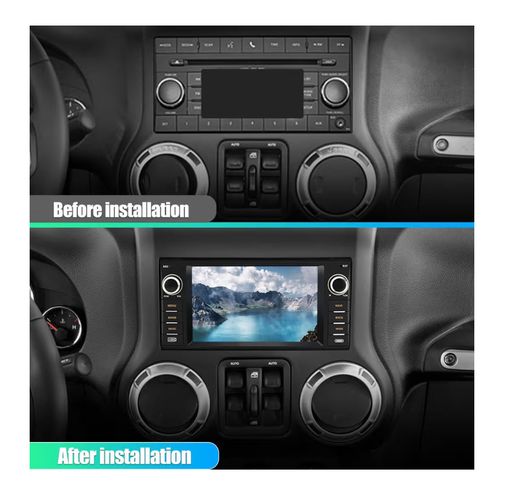 7" Touch Screen WiFi GPS FM Radio + Backup Camera Android Auto / Wireless Carplay Car Stereo for Jeep Wrangler Radio 2007-2018 Chrysler Dodge Ram 1500