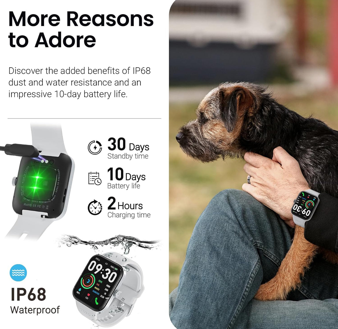 S4 One Smart Watch 1.78" Ultra-Clear Screen Call/Answer Fitness Tracker, Sleep Monitor IP68 Waterproof for iOS 11.0+ Android 9.0+ (Silver)