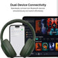 HT3 Hybrid Noise Cancelling Headphones, 90H Battery Life Over Ear Bluetooth 6.0 Foldable Headset, AI Voice Assistant - Green