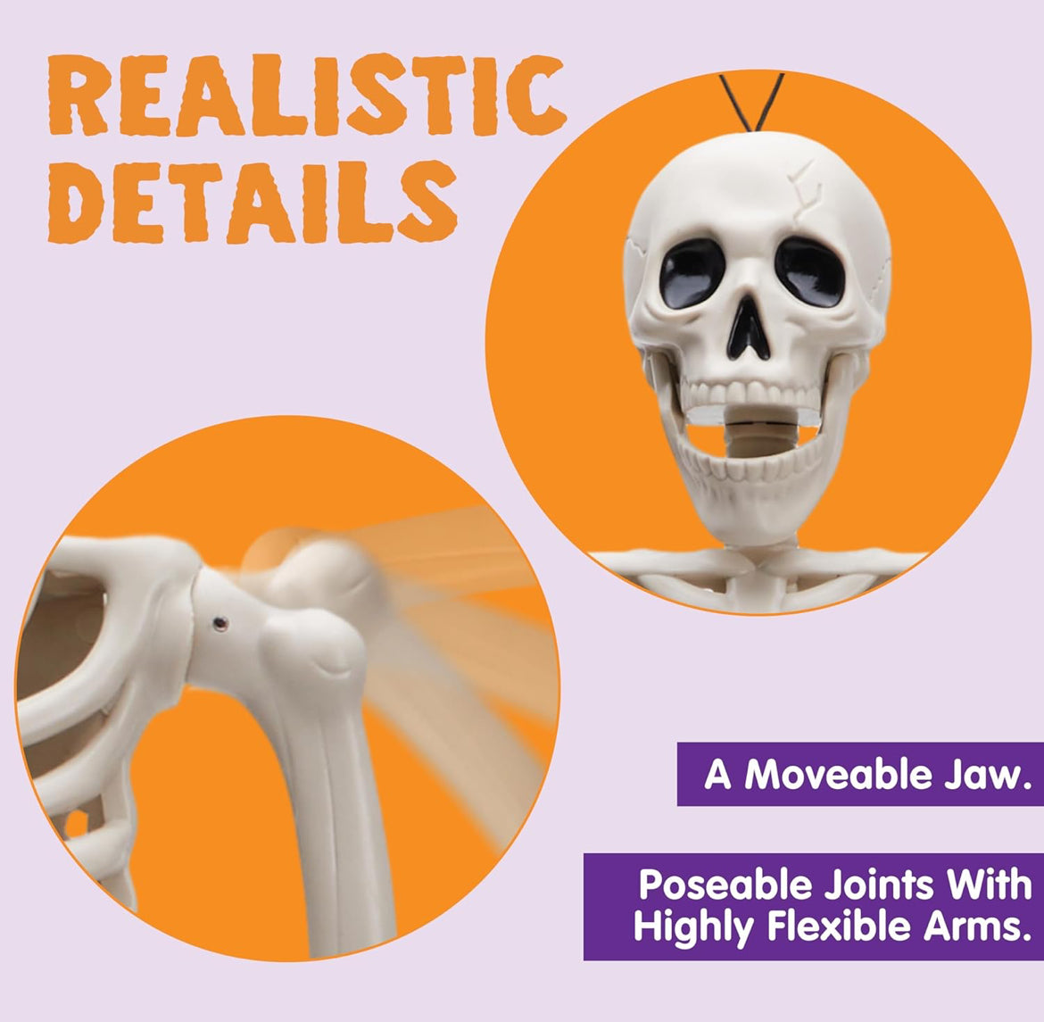 JOYIN 5 STK Verstelbare Halloween Skelet Dekor 40 cm, Volle Liggaam Verstelbare Gewrigte Hangende Skelette vir Halloween Versierings, Begraafplaas Rekwisiete, Spookhuis Bykomstighede, Grillerige Toneel Partytjie Geskenke