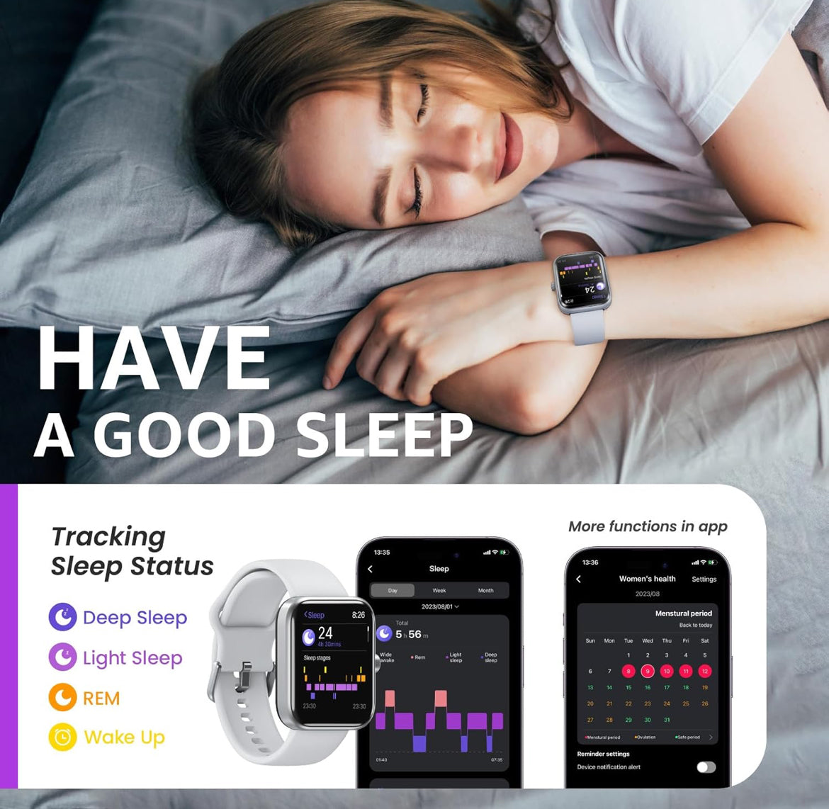 Upgraded Smart Watch for iPhone & Android, 1.83" Fitness Tracker Bluetooth Call IP68 Waterproof Sleep Monitor, 100+ Sport Modes