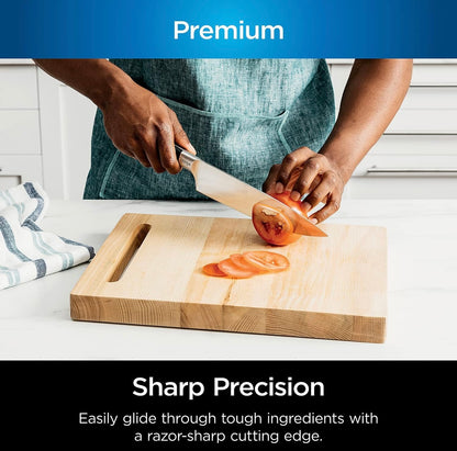 Ninja Messestel, Messkerper, Messeblokstel, Vlekvrye Staal Messe, 14 Stukke Stel, Steakmesse, Sjefmesse en Meer, Foodi NeverDull, Swart, K32014