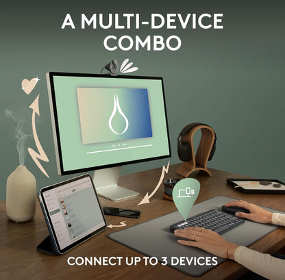 Logitech Pebble 2 Combo, Draadlose Sleutelbord en Muis, Stil en Draagbaar, Aanpasbaar, Logi Bolt, Bluetooth, Maklik-Skakel vir Windows, macOS, iPadOS, Chrome - Tonale Wit