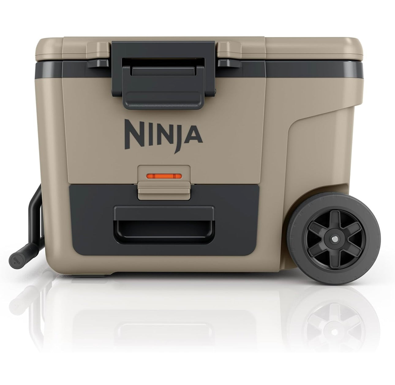 Ninja Cooler FrostVault 45QT Koeler met Wiele Geïsoleer met Temp Droëberglaai Hou Ys Dae Lank Koud - Berk Beige (FB245BL)