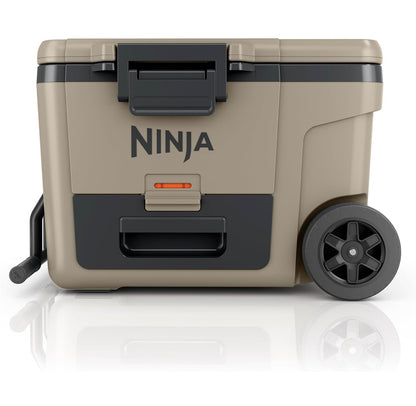 Ninja Cooler FrostVault 45QT Koeler met Wiele Geïsoleer met Temp Droëberglaai Hou Ys Dae Lank Koud - Berk Beige (FB245BL)