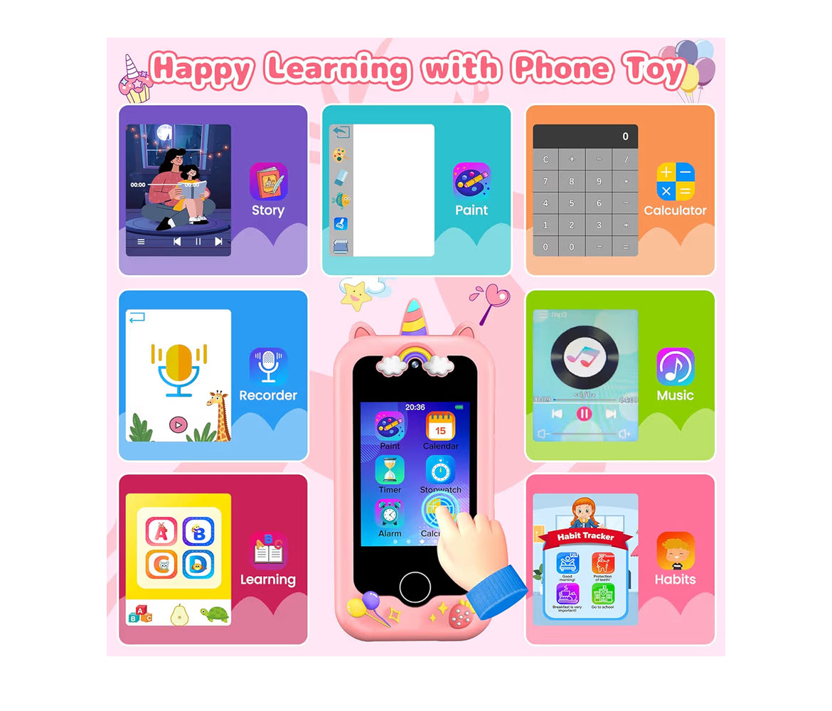 Kids Smart Phone Learning Educational Toy Pretend Play Phones with Educational Games