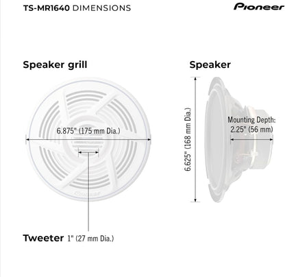 Pioneer Mobiele TS-MR1640 6.5-duim 2-rigting Mariene Luidsprekers - (PAAR)
