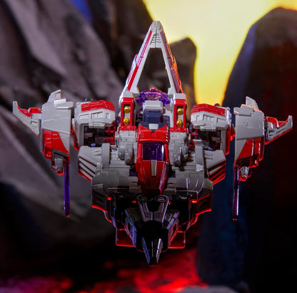 Transformers Legacy United Voyager Klas Cybertron Universe Starscream, 7-duim Omskepbare Aksiefiguur, 8+ Jaar
