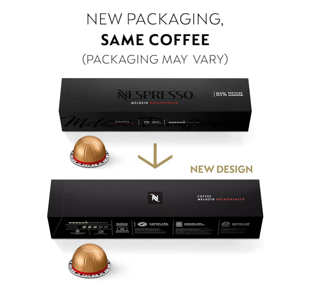 Nespresso Kapsules Vertuo, Melozio Decaffeinato, Medium-geroosterde Espresso - (30 Stuks) Koffiepads Lewer (7.8 oz.)