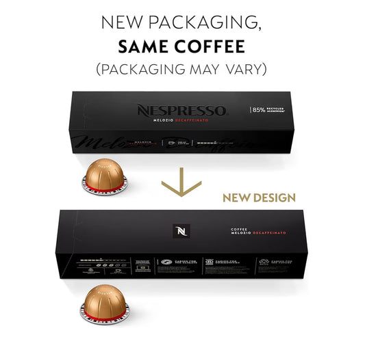 Nespresso Capsules Vertuo, Melozio Decaffeinato, Medium Roast Espresso - (30Ct) Coffee Pods Brews (7.8 oz.)