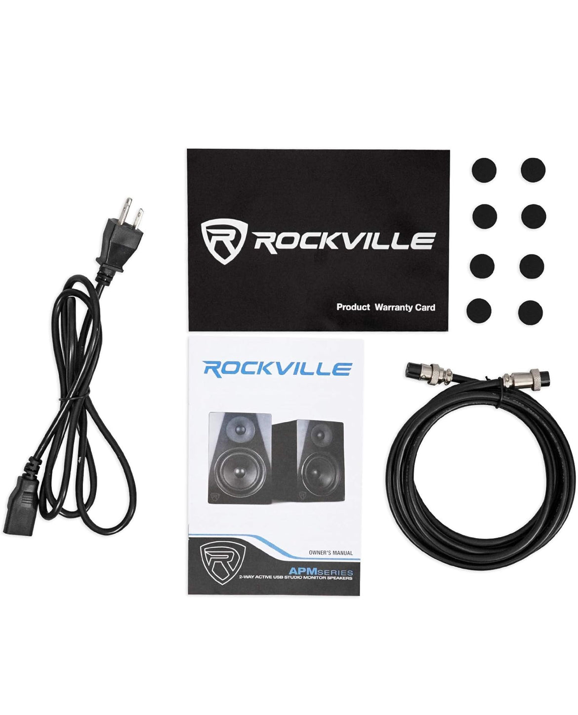 Rockville Pair APM8B 8" 2-Way 500 Watt USB Studio Monitors+36" Stands+Pads