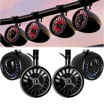 Sound System 1000W Speakers 5" UTV Sound Bar w/ RGB Waterproof 4 Woofer & 4 Tweeter, Bluetooth/FM/USB/AUX input