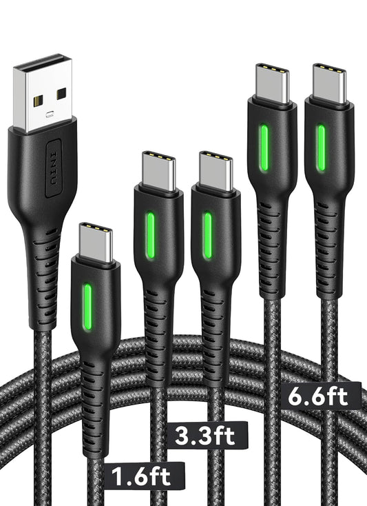 INIU USB C-Kabel, 5-pak [0.5/1/2 m] 3.1A Vinnige Laai Tipe C Koord, Nylon Gevlegte USB A na USB-C Foonlaaierkabel vir iPhone 16 15 Reeks Samsung Galaxy S21 S20 S10 Google Pixel 7 6 ens