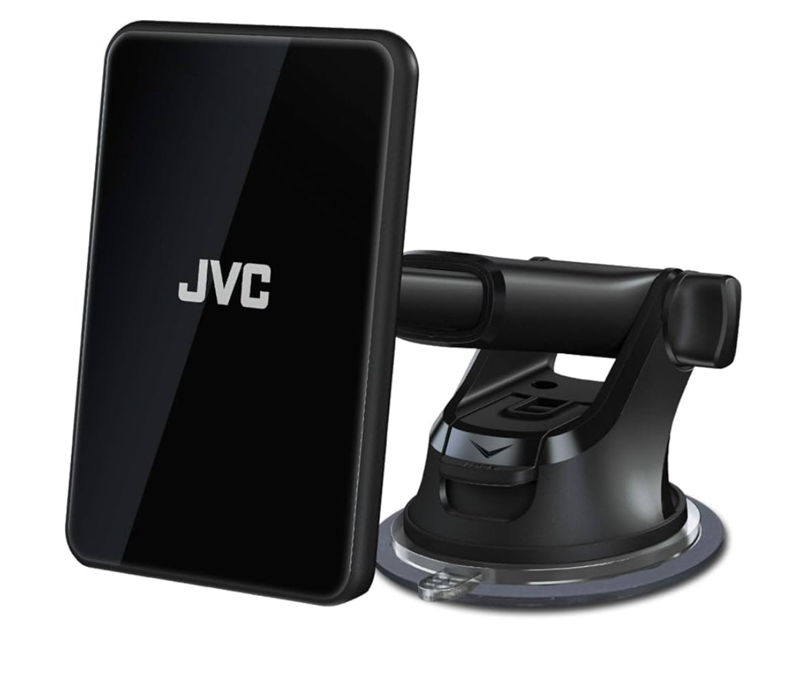 JVC KS-GC10Q Draadlose Qi Laai Motorfoonhouer, Dashboard Windskerm Luguitlaat Motorfoonhouer, Sluit Magnetiese Basisplaat In, Versoenbaar met iPhone 11-reeks/X/XR/8, Galaxy Note10/S10/S20-reeks