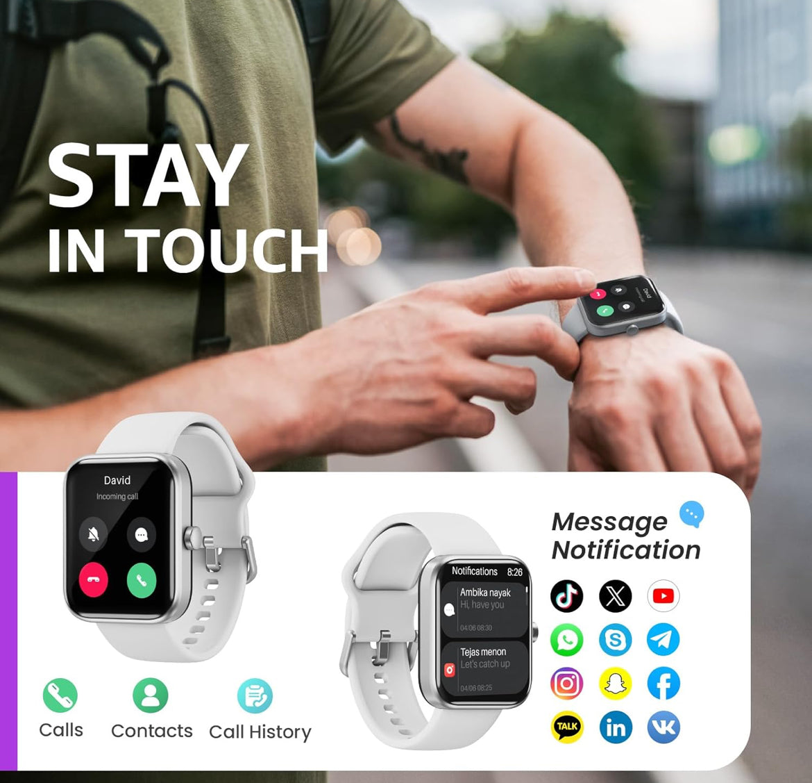 Upgraded Smart Watch for iPhone & Android, 1.83" Fitness Tracker Bluetooth Call IP68 Waterproof Sleep Monitor, 100+ Sport Modes